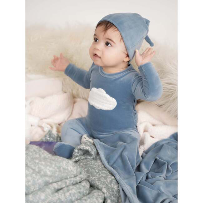 Cozy Cloud Long Sleeve Footie, Blue - Footie Pajamas - 3