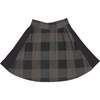 Corduroy Plaid Panel Solid Side A-Line Short Skirt, Navy - Skirts - 1 - thumbnail