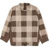 Corduroy Plaid Mao Collar Long Sleeve Toggle Top, Taupe - Sweaters - 1 - thumbnail