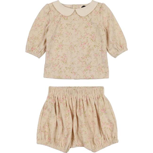 Corduroy Peter Pan Collar Top & Shorts 2-Piece Set, Rose