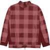 Corduroy Plaid Mao Collar Long Sleeve Toggle Top, Mauve - Sweaters - 1 - thumbnail