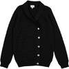 Cube Knit Relaxed Fit Lapel Collar Buttoned Sweater, Black - Sweaters - 1 - thumbnail