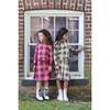 Corduroy Plaid Panel Solid Side A-Line Short Skirt, Navy - Skirts - 2