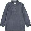 Corduroy Essentials Polo Colar Relaxed Fit Sweater, Blue - Sweaters - 1 - thumbnail