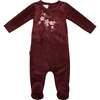 Cherry Blossom Long Sleeve Footie, Burgundy - Footie Pajamas - 1 - thumbnail