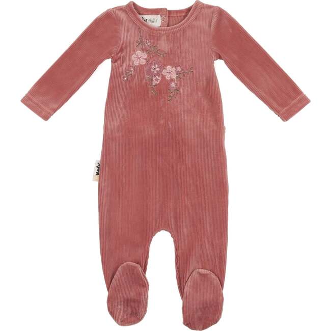 Cherry Blossom Long Sleeve Footie, Mauve - Footie Pajamas - 1