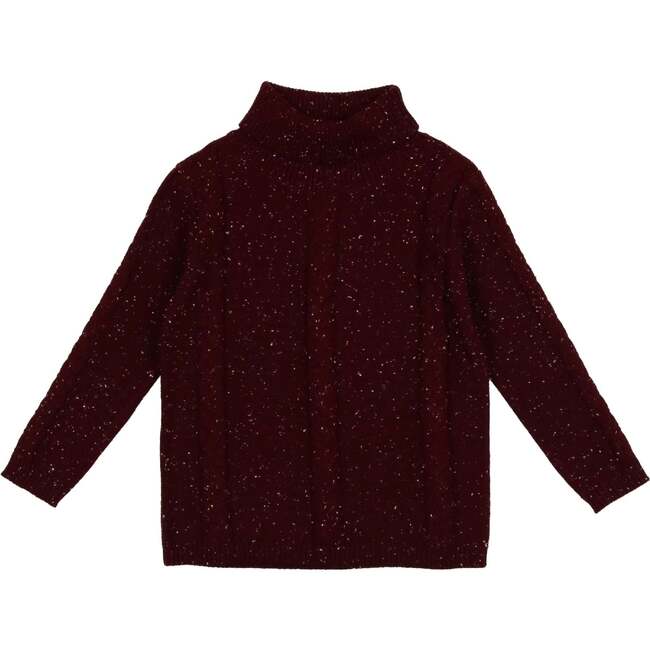 Cable Knit Ribbed Turtle Neck Sweater, Burgundy