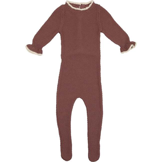 Classy Cuff Long Sleeve Footie, Berry - Footie Pajamas - 1