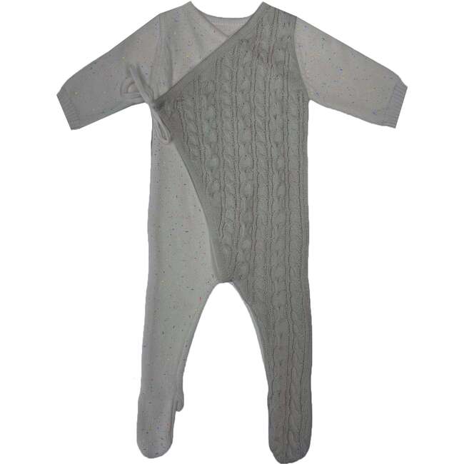 Cable Wrap Long Sleeve Footie, Grey - Footie Pajamas - 1