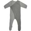 Cable Wrap Long Sleeve Footie, Grey - Footie Pajamas - 1 - thumbnail