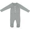 Button Knit Long Sleeve Footie, Slate - Footie Pajamas - 1 - thumbnail