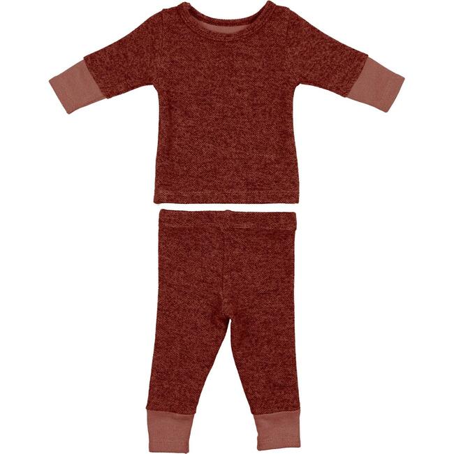 Brushed Sweater Knit 2-Piece Lounge Set, Rust - Mixed Apparel Set - 1