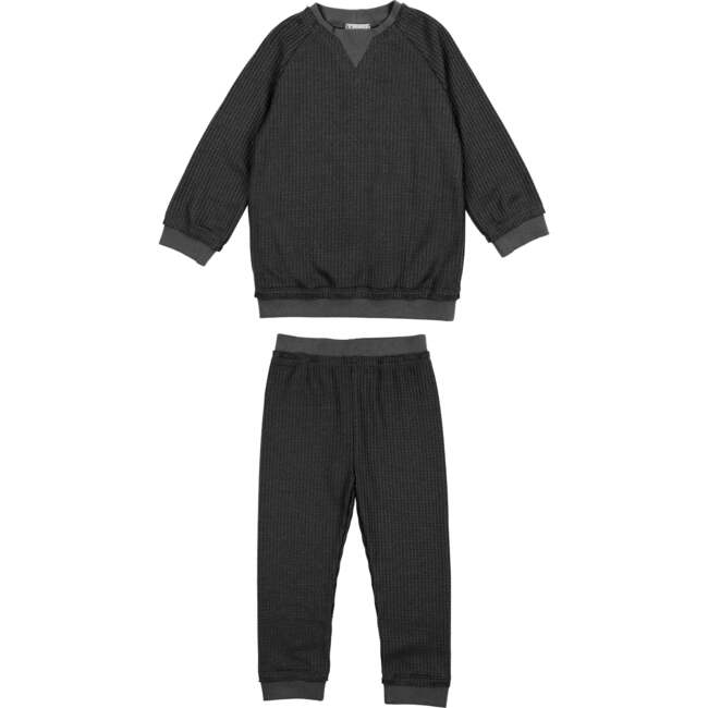 Boys Waffle Knit 2-Piece Lounge Set, Grey