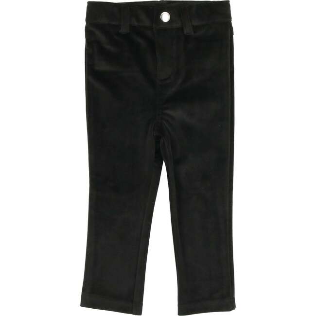 Boys Velour Straight Leg Dress Pants, Black