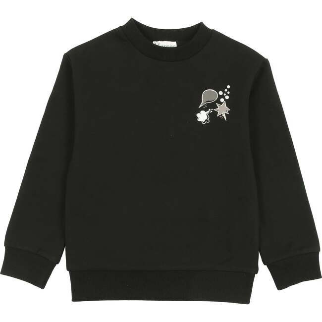 Boys Super Bubble Ribbed Crew Neck Sweater Top, Black