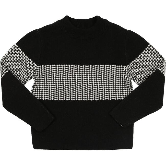 Boys Houndstooth Knit Sweater, Black