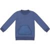 Baby Unisex Puffed Pocket Sweater, Denim Blue - Sweaters - 1 - thumbnail