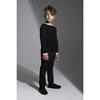 Boy Knit Contrast Piped Round Neck Long Sleeve Sweater, Black - Sweaters - 2