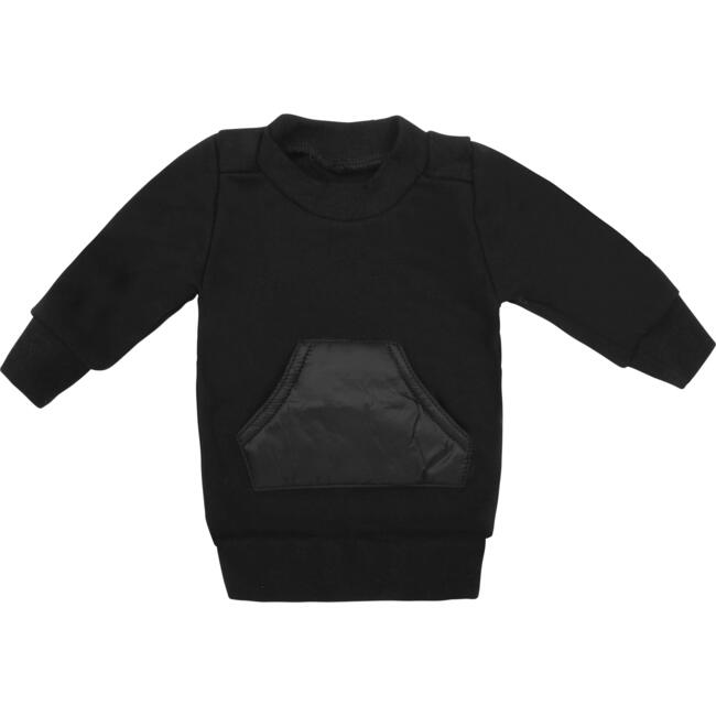 Baby Unisex Puffed Pocket Sweater, Black - Sweaters - 1