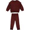 Baby Ruffle Pine Cone Loung 2-Piece Set, Burgundy - Mixed Apparel Set - 1 - thumbnail