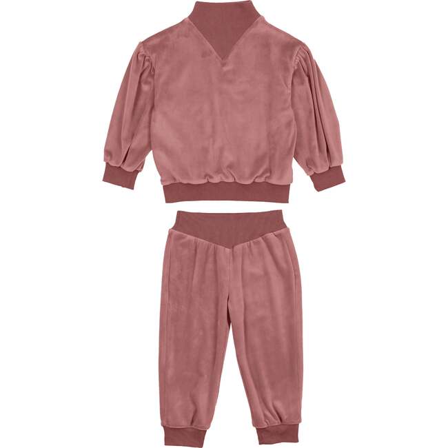 Baby Girls Velour Turtle Neck Sweater & Pant 2-Piece Set, Mauve