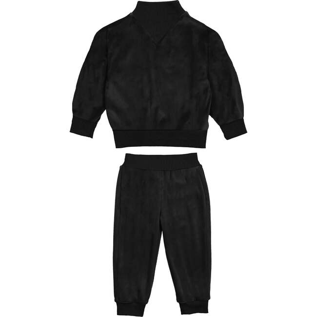 Baby Girls Velour Turtle Neck Sweater & Pant 2-Piece Set, Black