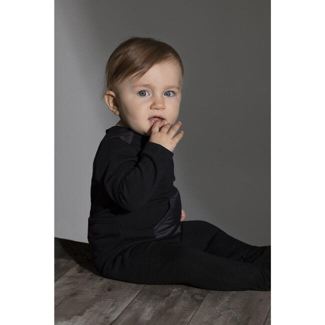 Baby Unisex Puffed Pocket Sweater, Black - Sweaters - 2