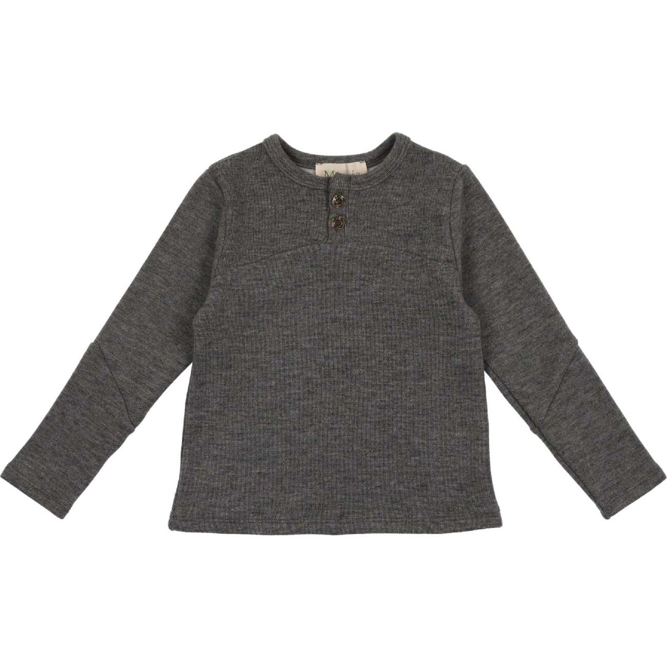 Asymmetrical Long Sleeve Henley Shirt, Heather Charcoal