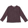 Asymmetrical Cashmere Long Sleeve Henley Shirt, Burgundy - T-Shirts - 1 - thumbnail