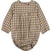 Autumn Plaid Round Neck Long Sleeve Romper, Beige - Onesies - 1 - thumbnail