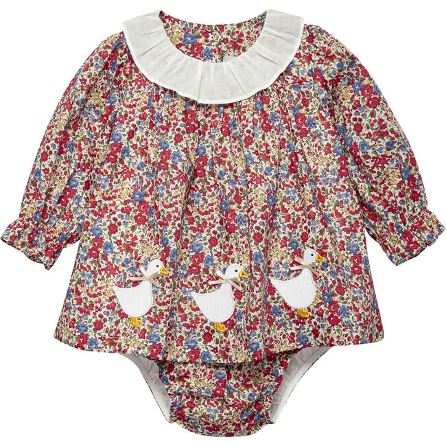 Little Liberty Floral Print Willow Collar Long Sleeve Dress, Emma & Georgina