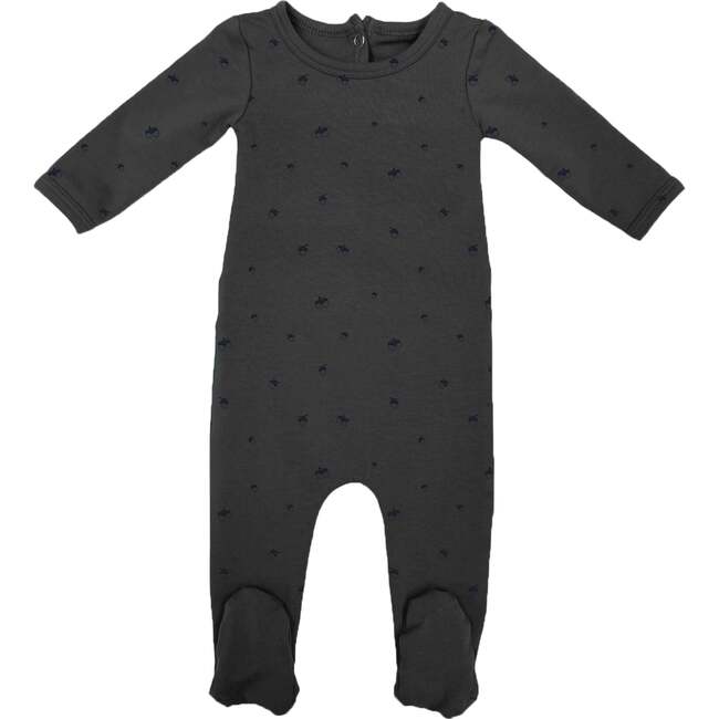 Acorn Print Long Sleeve Footie, Charcoal