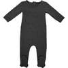 Acorn Print Long Sleeve Footie, Charcoal - Footie Pajamas - 1 - thumbnail