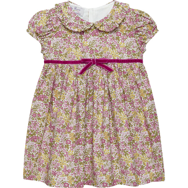 Little Liberty Floral Print Bow Waist Tie Penny Dress, Pink Penny