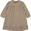 Autumn Plaid Long Sleeve Relaxed Fit Dress, Beige - Dresses - 1 - thumbnail