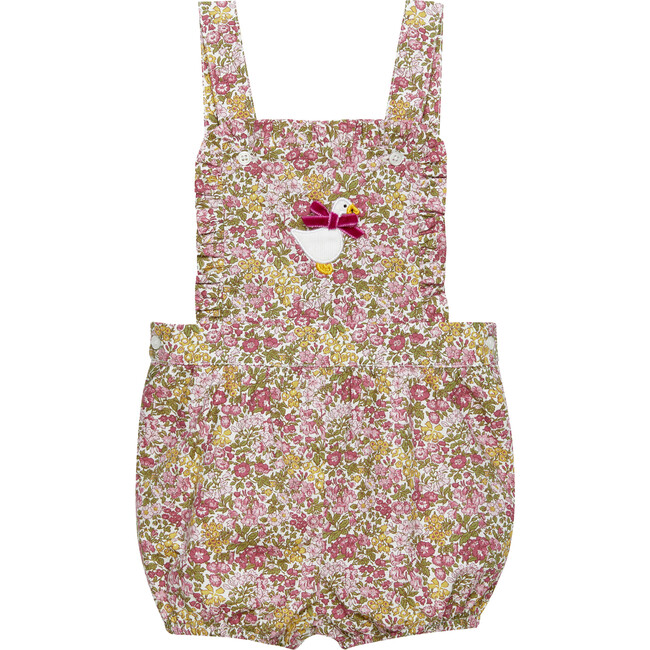 Little Liberty Floral Print Penny Frilly Bib Shorts, Pink Penny