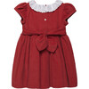 Little Scottie Anglaise Collar Puff Sleeve Dress, Berry Red - Dresses - 2