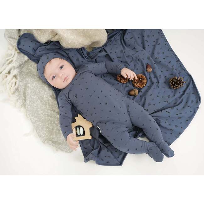 Acorn Print Long Sleeve Footie, Charcoal - Footie Pajamas - 2