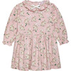 Little Bunny Print Willow Collar Long Sleeve Jersey Dress, Rose Pink - Dresses - 1 - thumbnail