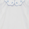 Little Floral Print Petal Collar Long Sleeve Bodysuit, White & Blue - Onesies - 3