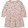 Little Bunny Print Willow Collar Long Sleeve Jersey Dress, Rose Pink - Dresses - 2