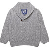 Little Finn Shawl Collar Cable Knit Button Sweater, Grey Marl - Sweaters - 1 - thumbnail