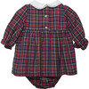 Little Reindeer Tartan Print Long Sleeve Smocked Dress, Red - Dresses - 2