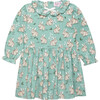 Little Bunny Print Willow Collar Long Sleeve Jersey Dress, Pale Green - Dresses - 1 - thumbnail