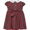 Little Charlotte Tartan Cotton Collar Smocked Dress, Red - Dresses - 2