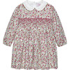 Little Arabella Floral Print Peter Pan Collar Smocked Dress, Red - Dresses - 1 - thumbnail