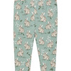 Little Bunny Print Elastic Waist Jersey Leggings, Pale Green - Leggings - 1 - thumbnail