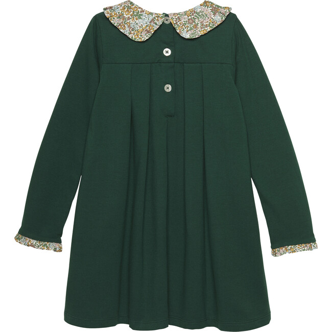 Liberty Print Pie Crust Collar Long Sleeve A-Line Dress, Forest Green & Pippa - Dresses - 2