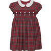 Charlotte Tartan Cotton Collar Smocked Dress, Red - Dresses - 1 - thumbnail