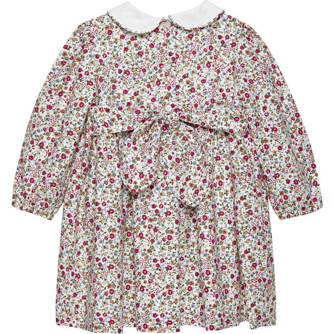 Little Arabella Floral Print Peter Pan Collar Smocked Dress, Red - Dresses - 2